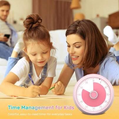 60-minuters visuell timer för barn, klassrum, kontor, kök, tidshanteringsverktyg för skrivbord, tyst drift, design i enfärgad