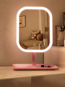 1pc LED Makeup Mirror With Front Lights, Rechargeable, 3 Lighting Modes, Modern Touch Control, Foldable & Portable, Ideal For Travel, Gift For Women, Students, Stylish Design - Multicolor - View 7