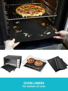 烧烤垫 - 耐高温、不粘、易清洁、耐用 - 烤箱垫、微波炉垫、烘焙垫，适用于饼干、披萨、糕点、烤制、炙烤 - 非常适合家庭、餐厅、户外烧烤和露营，兼容电烤箱、微波炉、燃气烤箱、烤面包机和烤架 - 厨房必备，派对用品 - 黑色 - 查看 6