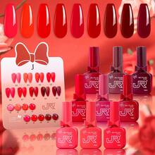 JR Set de 9 piezas de 15ml de esmalte de uñas en gel de colores, con botella y tapa con diseño de lazo para el Día de San Valentín, gel UV LED que se retira con remojo, regalo para las uñas de las niñas - Multicolor - Ver 12