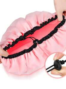 1个可调节毛绒浴帽，特大号双层浴帽，防水超强吸水超细纤维吹干帽，带装饰边 - 彩色 - 查看 5