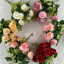 Hot Factory Direct Valentine's Day 10 Heads Korean Style Fresh Rose Artificial Flowers Home Decoration Wedding Photography Outdoor Camping Display