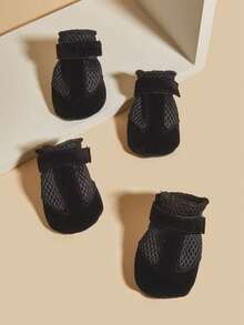 4 đôi giày cho chó, giày cho thú cưng, ủng thoáng khí bảo vệ bàn chân chó, giày chống trượt cho chó và tất cho mèo, thích hợp cho mặt đất nóng ngoài trời vào mùa hè và mặt đất có tuyết vào mùa đông. - màu đen - Xem 2