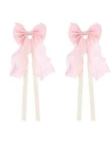 2条粉色丝绸蝴蝶结窗帘绑带，法式柔软蕾丝缎带绑带，优雅装饰蝴蝶结窗帘绳，适用于窗帘、婚礼、婴儿房、生日派对、婴儿房 - 彩色 - 查看 6