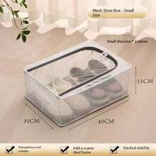 Caja de almacenamiento de zapatos plegable de PVC, organizador transparente, para debajo de la cama o el dormitorio, sin instalación requerida - Beis - Ver 10
