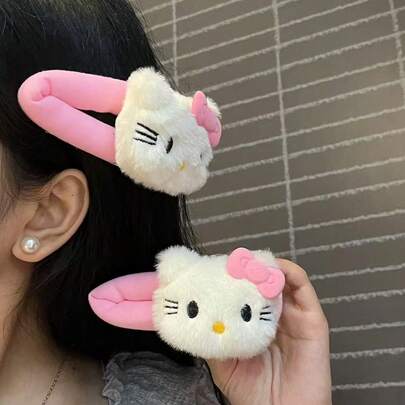  Pinza para el cabello rosa de Hello Kitty de Sanrio, pasador de cabello de Kitty colorido, pasador de princesa dulce, pinza grande para mujer y niña, pinza para flequillo de dibujos animados, pinza de pico de pato, accesorios para el cabello de estudiante, pinzas para el cabello de gato lindo, pinzas laterales para flequillo, accesorios para fotos, adecuado para mujeres, niñas, estudiantes, regalo, regalo de cumpleaños, decoración del hogar y el baño, regalo femenino