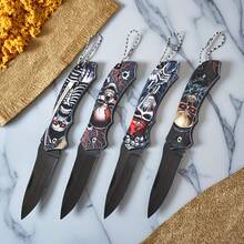 户外实用好帮手，锋利耐用的折叠刀，不锈钢刀片，纹理手柄，适合露营、狩猎和紧急情况——户外爱好者、徒步旅行者、露营装备爱好者的完美礼物——父子共赠佳品 - 彩色 - 查看 16