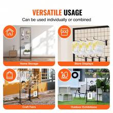 2Pcs 2x5.6ft Grid Wall Panels Tower, 2 Packs Wire Gridwall Display Racks With T-Base Floorstanding, Double Side Gridwall Panels For Art Craft Shows, Retail Display With Extra Clips And HooksRoom Decor - Black - View 6