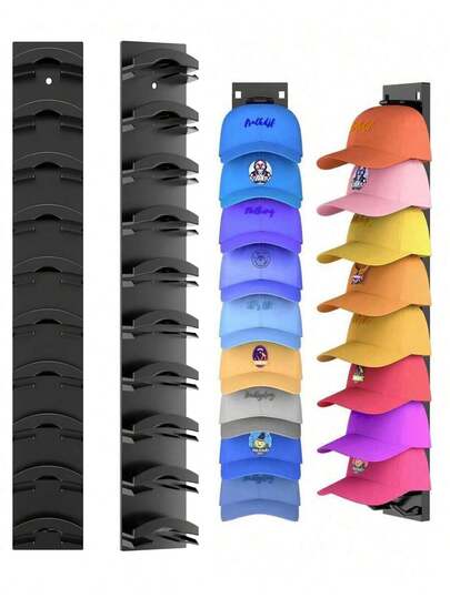 1pc Baseball Cap Holder, Strong Adhesive Wall Mount Hat Rack, Multi-Layer Hat Storage & Display Shelf, Wall Mounted Cap Hook Can Hold Up To 18 Hats, Suitable For Wardrobe Door And Bedroom