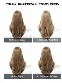 26 Inch Ombre Gold Long Straight Wig With Bangs, Heat Stylable, Suitable For Women's Daily Wear, Party, New Year And Everyday Use