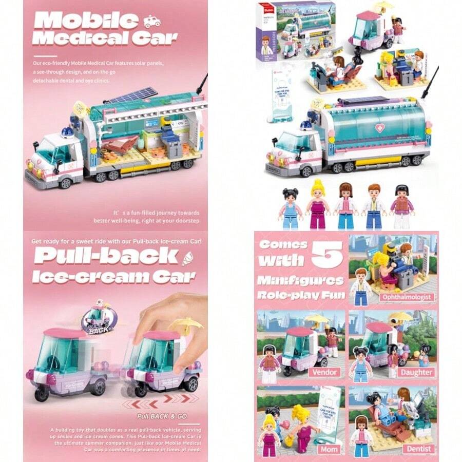 Sluban Friends Ambulance Building Sets For Girls 6-12 Hospital Ambulance Car Toys Building Kit With 5 Minifigures Compatible With Friends Educational STEM Toy Gift For Boys Girls 477 PCSNot Only Can It Bring Enjoyment, But It Also Has Educational Value. - Multicolor - View 1