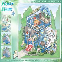 4款独特的DIY场景贴纸，房屋贴纸，剪贴簿贴纸，3D微缩房屋景观贴纸，可重复使用的风景贴纸，多种尺寸可选，剪贴簿用品，文具，趣味贴纸，笔记本电脑贴纸，Kindle手机贴纸 - 彩色 - 查看 15