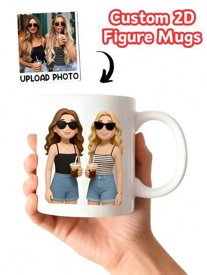 1pc Customized 2D Character Mug. Mr. And Mrs. Mug, Personalized Mr. And Mrs. Coffee Cup, Bride And Groom, Unique Gift For Him, Gift For Her, Christmas Gift, Christmas Decor, Valentine's Day Gift, New Year Gift.