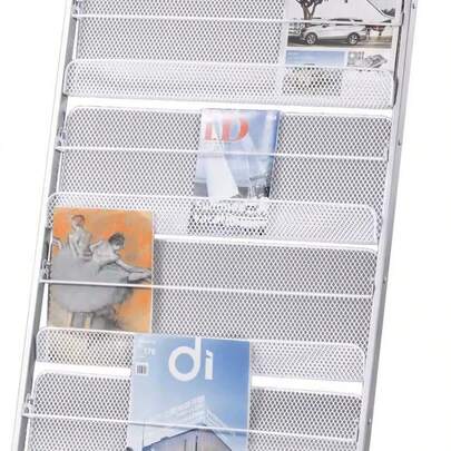 パンフレットスタンド 雑誌ラック 4段 マガジンラック スチール製 メッシュ構造 折り畳み式 スリム 省スペース フロアスタンド カタログスタンド 業務用 展示会 店舗 オフィス 待合室 おしゃれ 大容量 136×63×36cm