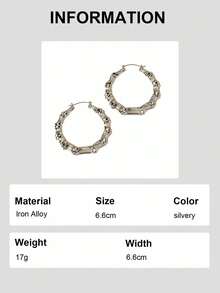 1pair Fashionable Bamboo Joint Hoop Earrings For Women For Daily Decoration - Silver - View 6