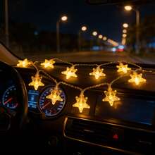 1串黄色星形灯，暖光，彩色灯光 - 电池供电闪烁星形灯/LED灯，仙女灯，星形串灯，节日闪烁风格，节日照明，适合悬挂/串挂/天花板安装，节日照明，适合室内卧室/办公室/汽车/房间/楼梯扶手/圣诞树装饰，冬季节日照明套装。