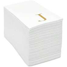 Sparkle and Bash M - Servilletas de papel para invitados - 4 x 8 pulgadas, 3 capas, blanco y dorado, 100 unidades, servilletas con inicial letra M para recepción de bodas y uso en fiestas - J - Ver 5