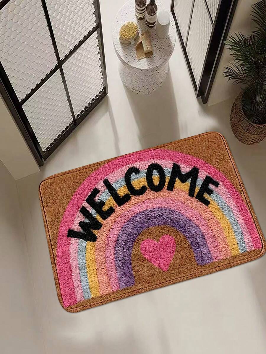 1件/2件装彩虹图案门垫，柔软仿羊毛材质，1200克/平方米聚酯纤维，浴室地垫，10毫米厚TPR防滑底，可折叠易打理地毯，长方形设计，适用于入口、门厅、日常家居场景、浴室、卧室、客厅、餐厅装饰，室内防滑垫，房间装饰，家居装饰，多场景门垫，春季装饰