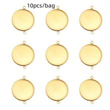 Bộ 10 khay mặt dây chuyền đôi bằng thép không gỉ đính đá, đế đính đá hình tròn đôi hàn chắc chắn, mặt dây chuyền hình đĩa tròn nhiều kích cỡ, đế làm mặt dây chuyền vòng cổ, vòng tay, đồ dùng làm trang sức DIY. - Pallet treo đôi - Xem 9