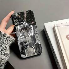 Estuche para teléfono con arte abstracto de ojos y mariposas Compatible con estuches para teléfonos   17  16 Pro Max  15 Pro Max  13 y  12 Hecho de material TPU a prueba de caídas, resistente al desgaste y cómodo de sostener Un gran regalo para familiares, amigos, seres queridos, novios, novias y para Navidad y Año Nuevo - Negro - Ver 5