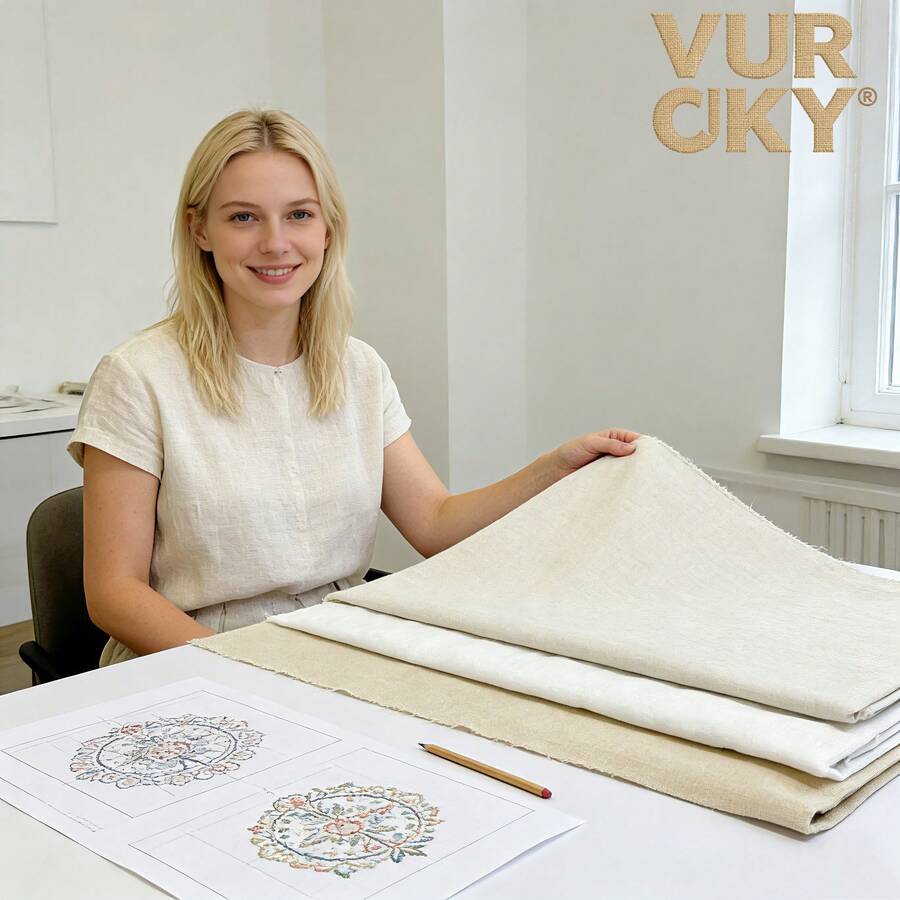 Vải lanh thủ công 100% tự nhiên, vải lanh thêu, chất liệu may vá, quần áo, phụ kiện thủ công, vải lót, vải chần bông, vải xếp ly may mặc. - Nhiều màu - Xem 1