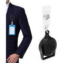 Pinza retrctil para porta credencial - Clip para soporte de credencial para tarjetas de identificacin, Clip de de tarjeta de nombre, de porttil elstico para profesores, trabajadores, enfermera - Negro - Ver 7