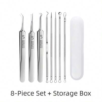 OBOVAY Bộ dụng cụ loại bỏ mụn đầu đen, dụng cụ lấy mụn đầu đen trên mặt, dụng cụ lấy mụn trứng cá, bộ điều trị mụn chuyên nghiệp - Loại bỏ mụn đầu đen hiệu quả, kem trị mụn và vết thâm, dụng cụ chăm sóc da, cần thiết cho phụ nữ, làm sạch lỗ chân lông, kim châm cứu da liễu để làm sạch sâu, tẩy tế bào chết và làm mịn da, bộ dụng cụ loại bỏ mụn đầu đen, dụng cụ lấy mụn đầu đen trên mặt, dụng cụ lấy mụn, dụng cụ lấy mụn nhọt và vết thâm.