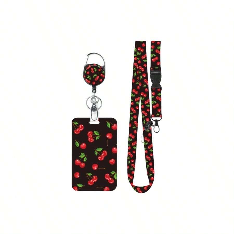 Cordn Para Cuello Con Tarjetero Tarjetas De Identidad Retrctiles Porta Credencial Y Juego De Cordn Extrable Oficina Escuela Mecanismo Deslizante Funda Tarjeta - Negro - Ver 1