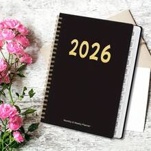 Planificador Semanal 2026, Agenda De Planificacin De 12 Meses Con Encuadernacin En Espiral, Planificador Semanal Mensual Diario 2026, para Escuela Universidad Estudiantes Profesores Mujeres Familia - Negro - Ver 8