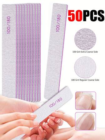 Nail Files (12 Pack),24/35/45/50 PCS Nail Files,100/180 Grit Emery Boards Nail File For Natural Nails And Acrylic Nails, Double Sided Emory Boards Profesional Fingernail Filer Reusable Manicure Gray,Nail Art Tools,Nail Supplies,Nail Staff,Nail Files And Buffers,Nail Tools,Gift For Wom