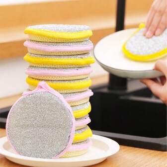 Esponjas de tela para lavar platos, artículos esenciales de limpieza de cocina, esponjas mágicas de doble cara para platos, ollas y sartenes, absorbentes, antiadherentes, sin rayar, adecuadas para fregadero de cocina, vajilla, utensilios de cocina, gruesas y duraderas, fáciles de secar, artículo de limpieza imprescindible en la cocina