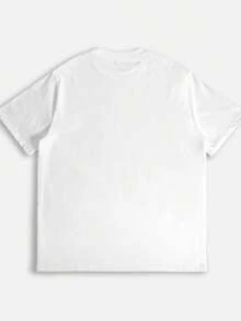Top Casual de Manga Corta para Mujer con Estampado de Tul Pintado a Mano - Diseño Cómodo y Clásico, Cuello Redondo, para Uso en Todas las Temporadas - Blanco - Ver 2