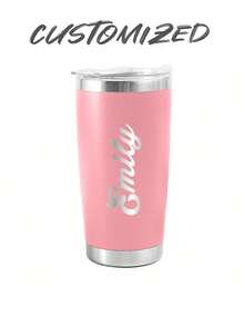 1PC Personalized 20 Oz Tumbler, Custom Name Travel Mug, Laser Engraved Tumbler, Stainless Steel Water Cup, Bridesmaid Tumbler, Insulated Tumbler Easy To Clean, Exquisite,High-Quality Custom, Personalized, Unique Ideal Gifts For Her Her, Boyfriend, Girlfriend, Dad, Mom,Family,Friends, School Students, Workers, School, Home, Office,Delicate Romance