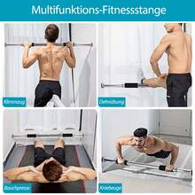 Klimmzugstange, Türreck, verstellbar von 62 cm bis 100 cm, ohne Schrauben montierbar, rutschfest, sicherer Halt, Schaumstoffgriffe(Blau) - Schwarz und blau - Übersicht 9