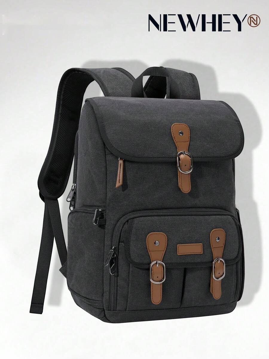 NEWHEY Mochila para cámara adecuada para cámaras DSLR/sin espejo y portátiles de 15.6 pulgadas, diseñada para fotógrafos, bolsa de fotografía antirrobo con soporte para trípode y cubierta contra la lluvia