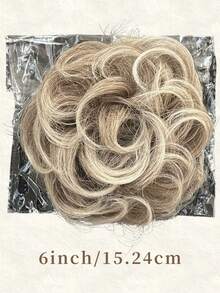 金色凌乱发髻假发片，波浪卷发发圈，合成发髻马尾辫接发，厚实盘发假发片，女士 - 彩色 - 查看 3