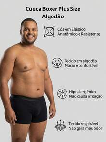 Set Of 4 Men's Plus Size Cotton Boxer Briefs, Anti-Thigh Pattern, Comfortable - 藏蓝色 - 查看 3