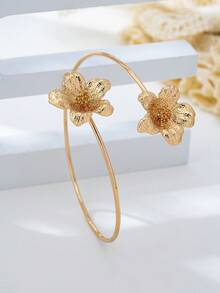 1 قطعة أساور معدنية على شكل زهرة أنيقة للنساء، مناسبة للارتداء اليومي، العطلات، المواعيد، المناسبات، هدية للأصدقاء