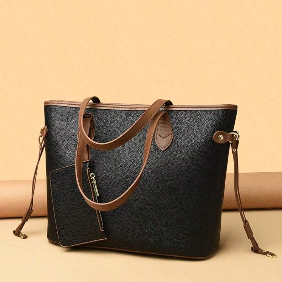 Light Luxury Tote Bag Women's Foreign Style New Fashion Women's Bag Casual Large-Capacity Messenger Bag Women's Shoulder Bag - 黑色 - 查看 1