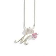 1pc Customized Dainty Luxurious Cream-Inspired Hypoallergenic Pink Heart & Floral 26 English Letter Necklace, Family, Friends, Couples, Valentine's Day, Party, Proposal, Jewelry Gift For Her - White - View 31