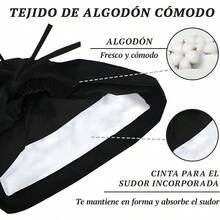 HETIE 3 Piezas Gorros Quirurgicos Mujer, Sombrero de Trabajo para Mujer Ajustable, Bolsa de Cola de Caballo con Lazo en La Espalda Adecuado para Trabajar, Cuidar y Cocinar - Talla Única-XL + black - Ver 3