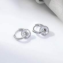 1pc Luxury Elegant Sweet Geometric Star & Moon Design Hypoallergenic 925 Sterling Silver Cubic Zirconia Pendant Earrings Set, Suitable For Daily, Vacation, Party, Date, Holiday Gift - Silver - View 5