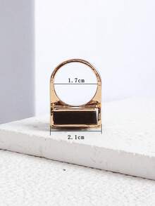 1枚合金方形木质树脂时尚简约百搭戒指，适合女性日常佩戴 - 方形 - 查看 2