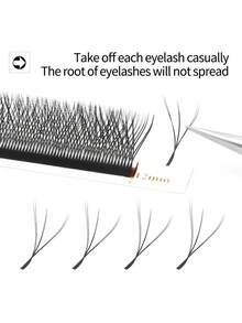XIUSUZAKI 8-15毫米W型卷翘睫毛，2D/3D/4D/5D/6D/7D/8D预制睫毛簇，YY单根睫毛，12排 - D - 查看 50