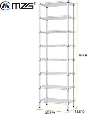 8 Tier Wire Shelf Shelving Shelves Units 13.8x 23.6x 79.5 Silver Storage Rack