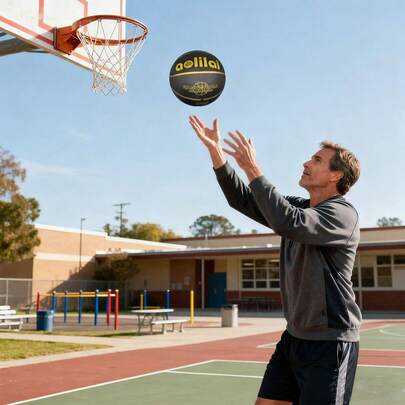 1pc Black & Gold Rubber Basketball, Suitable For Daily Basketball Sports Training & Recreation, Durable Rubber Material Suitable For Indoor And Outdoor Cement Courts, Can Be Used As Christmas, Birthday, New Year Gift