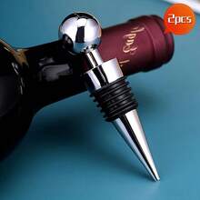 Wine Bottle Stoppers, Reusable Corks For Preserving Wine, Set Of 2 Stoppers, Perfect For Gifts, Bars, Festive Gatherings, And Weddings. - Silver - View 10