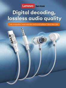 Lenovo Y105 Wired In-Ear Headphones With Silicone Earbuds, HiFi Sound Quality For Music, Gaming, And E-Sports, Noise Cancelling, High-Definition Microphone, Comfortable Fit For Sports, Compatible With Huawei, Apple, PC And Smartphones - Silver - View 3