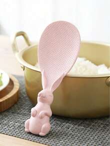 Rabbit Shaped Rice Spoon, Kitchen Spatula, Vertical Cooking Utensil, Rice Cooker Accessory, Serving Spoon, Cute Non-Stick Rabbit Rice Spoon, PP Material Vertical Rice Spoon, Non-Stick, Vertical Rice Spoon, Kitchen Supplies, Birthday Gift, New Year Gift - Multicolor - View 5