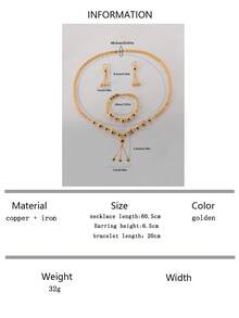 4 件套时尚流苏吊坠项链、耳环、手链首饰套装，时尚优雅 - 金黃色 - 查看 6